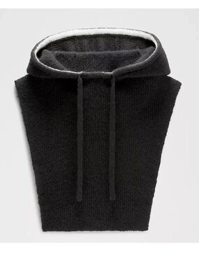 Lululemon Alpaca Wool Blend Knit Hood Dickie Black One Size Sweater